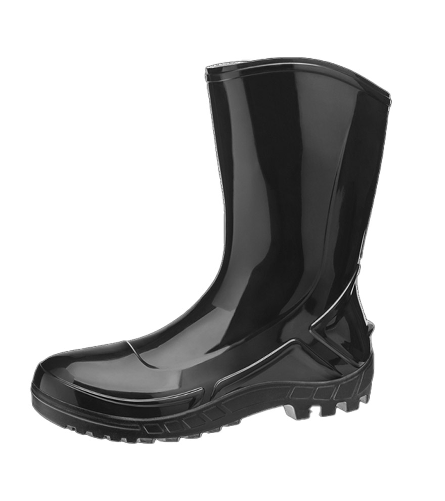 Bota de PVC (policloreto de polivinila) estilo galocha da linha Vucaflex, confeccionada na cor preta. Este calçado é de fácil higienização, tem cano médio (25cm), tipo C, classificação II e garante a máxima impermeabilidade.